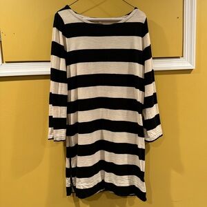 J. Crew black and white dress with zippers on the side - thick stripes size M